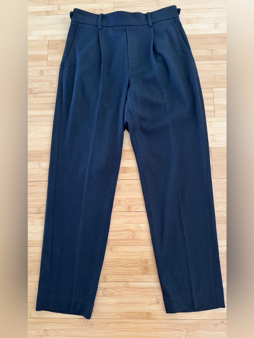 Vince Pleated Wool-Blend black pull on Trousers size small